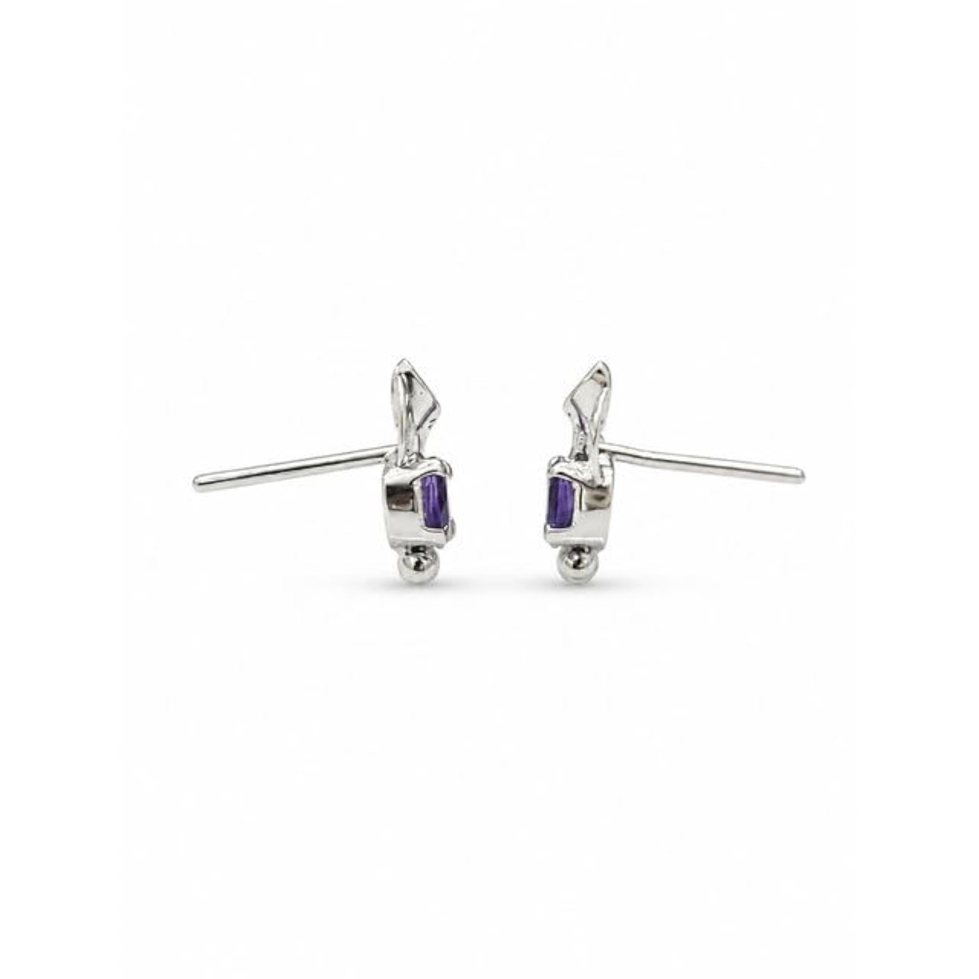 Women's 925 Sterling Silver Amethyst Gemstone Leaf Design Studs